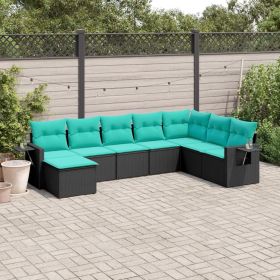 Patio Sofa Set Black frame with blue cushions