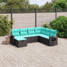 Garden Sofa Set Black Poly Rattan Large Modular