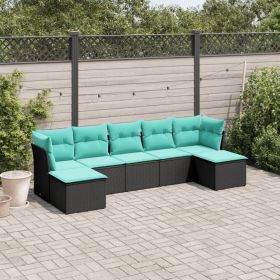 Patio Sofa Set Black PE rattan 7 Piece Modular Patio Sofa Set