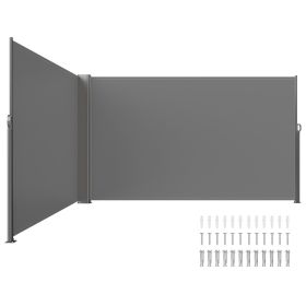 VEVOR Retractable Side Awning, 71''x 236'' Aluminum Outdoor Privacy Screen, 280g Polyester Water-proof Retractable Patio Screen