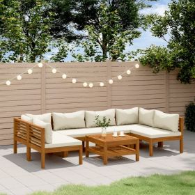 Garden Lounge Set Cream Solid acacia wood Large Modular
