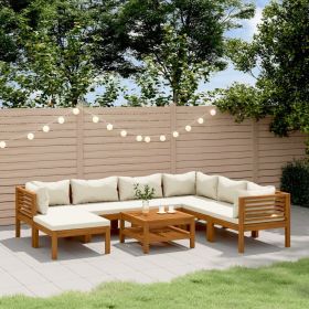 Garden Lounge Set Cream, Natural Wood