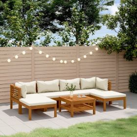 Garden Lounge Set Cream Solid Acacia wood Modular