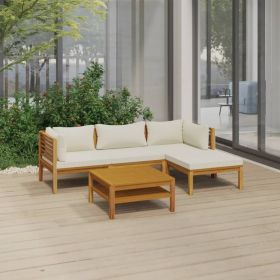 Garden Lounge Set Cream Solid Acacia wood, Polyester Medium