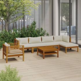 Garden Lounge Set Cream Solid Acacia Wood Medium Modular