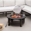 Outdoor Fire Pit with BBQ Grill and High-temp Resistance Finish