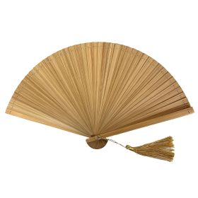 Hand Held Fan For Women Japanese Vintage Bamboo Silk Elegant For Dance Music Festival Wedding Church Decoration Party Beige (Option: Beige)