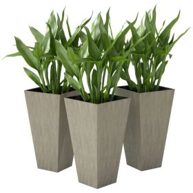 Tall Planters For Outdoor Plants Set Of 3, 28 In Taper Planters With Drainage Holes, Indoor Plant Pots, Front Porch Decor, Grey (Option: Grey)