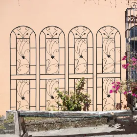 4 Pack Metal Garden Trellis 86.7" X 19.7" Rustproof Trellis For Climbing Plants Outdoor Flower Support Peacock Style Black (Option: Black)