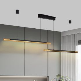 75-inch Modern Black And Gold LED Pendant Light, Adjustable Hanging Light For Dining Room, Kitchen, Living Room Sleek Dual Tube Design (Option: Black)