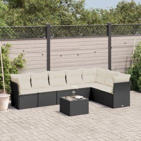Garden Sofa Set Black PE Rattan Large Modular Garden Sofa Set (Color: Black)
