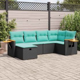 Garden Sofa Set Black, Blue (Color: Black)