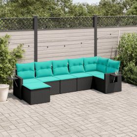 Patio Sofa Set Black and blue (Color: Black)