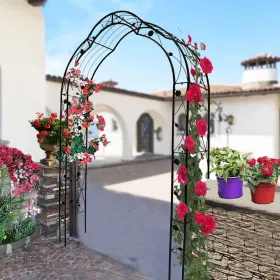 Metal Garden Arch Assemble Freely With 8 Styles Garden Arbor Trellis Climbing Plants Support Rose Arch (Option: Black)