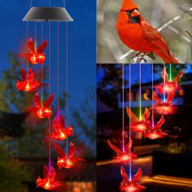 1 Outdoor Solar Flame Bird Wind Chime Light, Outdoor Decorative Colorful Solar Wind Chime (Option: 1Pc)